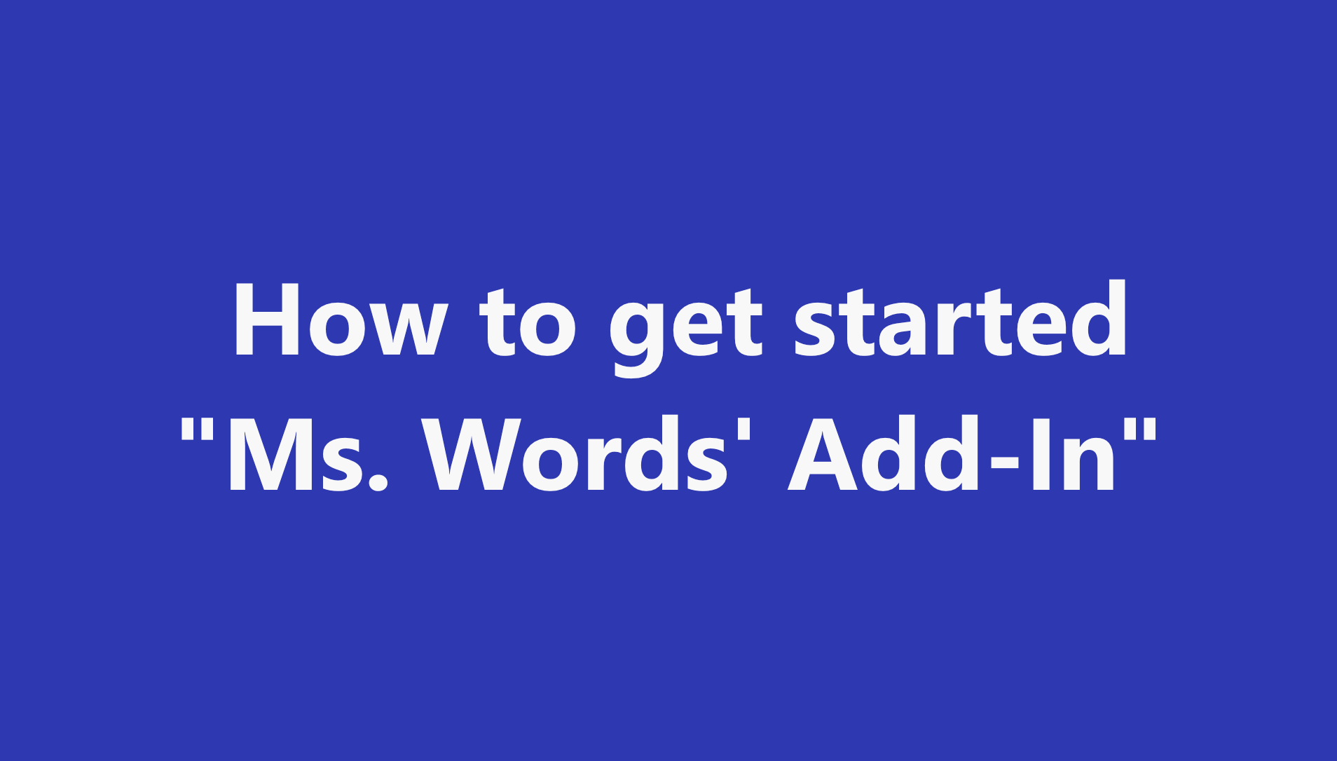 Word Add-in Getting Started